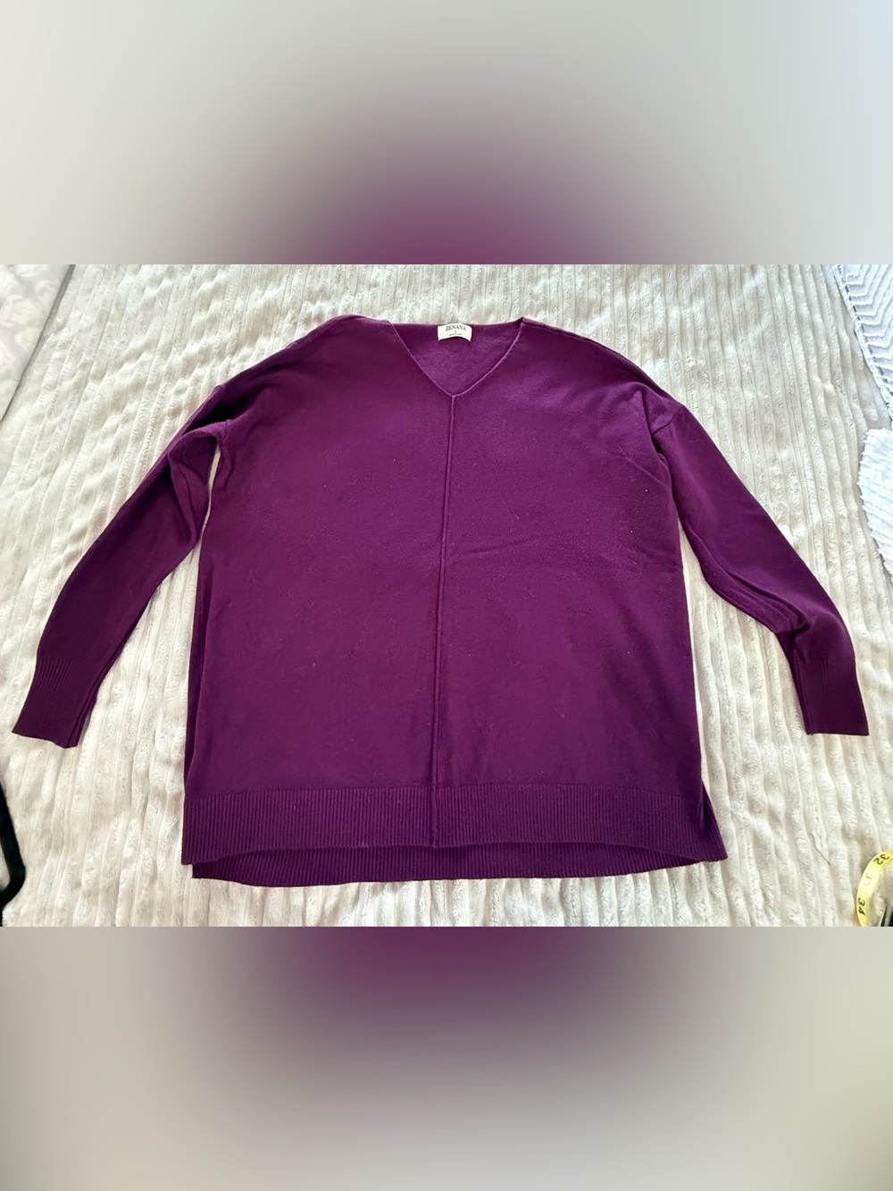 Zenana Outfitters Women's V-Neck Tunic Sweater in Plum